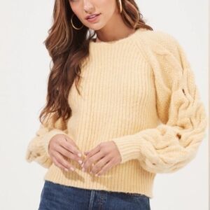 ASTR - Lizette Sweater with Cable Statement Detail on Sleeves - size S